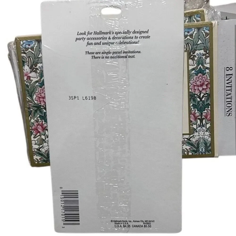 NWT 3 Pack of Vtg Hallmark Party Invitations Multicolor Floral Gold 8 Pcs/Pack